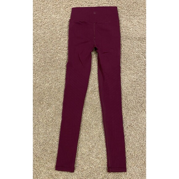 LULULEMON Womens 4 Reveal 7/8 Tight Mesh Stripes High Rise‎ Seamless Dark Adobe - Picture 4 of 7